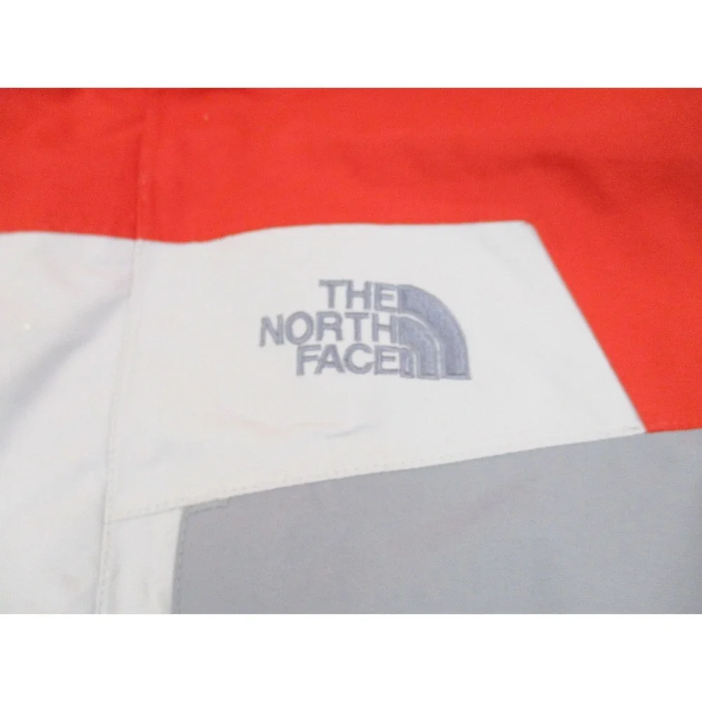 The North Face Jacket Mens L Red Grey HyVent Hooded Waterproof Colorblock Shell